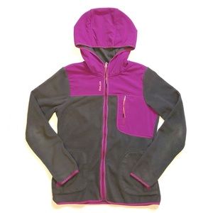 Reebok Gray and Magenta Pink Full Zip Fleece Jacket Small